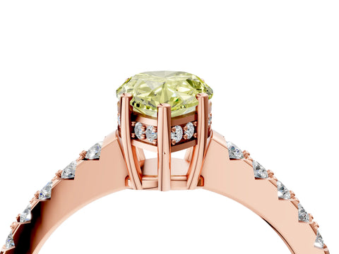 Rose gold Fancy Yellow Pear Cut Solitaire Diamond Engagement Ring with Pavé Band and Six-Prong Setting_16