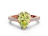 Rose gold Fancy Yellow Pear  Cut Solitaire Diamond Engagement Ring with Pave Band and Four-Prong Setting_181
