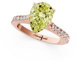 Rose gold Fancy Yellow Pear  Cut Solitaire Diamond Engagement Ring with Pave Band and Four-Prong Setting_182