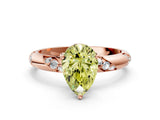 Rose gold Fancy Yellow Pear Cut Solitaire Diamond Engagement Ring with Twisted Pave Band and Four-Prong Setting_3