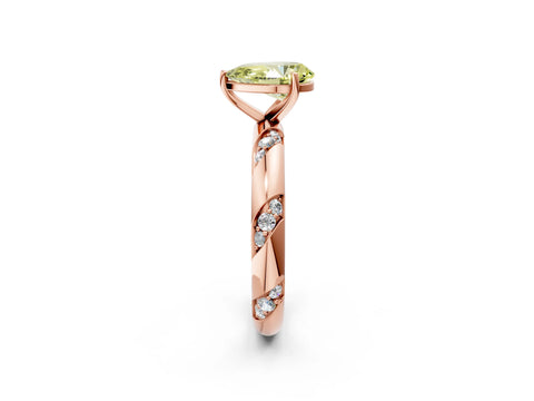 Rose gold Fancy Yellow Pear Cut Solitaire Diamond Engagement Ring with Twisted Pave Band and Four-Prong Setting_5