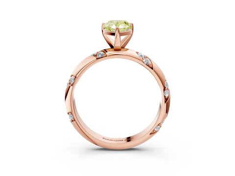 Rose gold Fancy Yellow Pear Cut Solitaire Diamond Engagement Ring with Twisted Pave Band and Four-Prong Setting_6