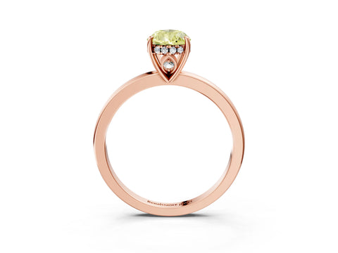 Rose gold Fancy Yellow Pear Cut Solitaire Diamond Ring with Prong Setting and Plain Band_3