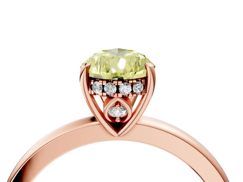 Rose gold Fancy Yellow Pear Cut Solitaire Diamond Ring with Prong Setting and Plain Band_4