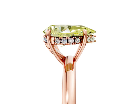 Rose gold Fancy Yellow Pear Cut Solitaire Diamond Ring with Prong Setting and Plain Band_5