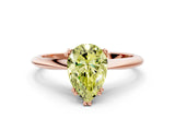 Rose gold Fancy Yellow Pear Cut Solitaire Diamond Ring with Six-Prong Setting and Classic Band_12