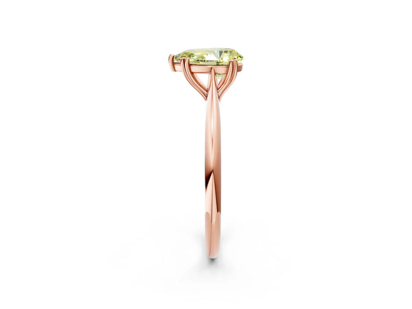 Rose gold Fancy Yellow Pear Cut Solitaire Diamond Ring with Six-Prong Setting and Classic Band