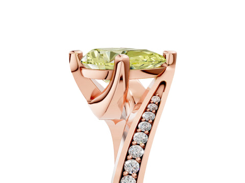 Rose gold Fancy Yellow Pear Cut Solitaire Diamond Twist Band with Pavé Setting and Four-Prong Setting_5