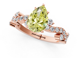 Rose gold Fancy Yellow Pear  Cut Solitaire Diamond Twisted Band with Pave Setting_43
