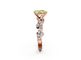 Rose gold Fancy Yellow Pear  Cut Solitaire Diamond Twisted Band with Pave Setting_44