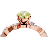 Rose gold Fancy Yellow Pear  Cut Solitaire Diamond Twisted Band with Pave Setting_46