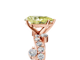 Rose gold Fancy Yellow Pear  Cut Solitaire Diamond Twisted Band with Pave Setting_47