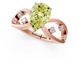 Rose gold Fancy Yellow Pear  Cut Solitaire Diamond with Side Stones on Criss-Cross Band and Four-Prong Setting_4