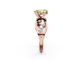 Rose gold Fancy Yellow Pear  Cut Solitaire Diamond with Side Stones on Criss-Cross Band and Four-Prong Setting_5