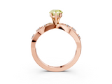 Rose gold Fancy Yellow Pear  Cut Solitaire Diamond with Side Stones on Criss-Cross Band and Four-Prong Setting_6