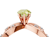 Rose gold Fancy Yellow Pear  Cut Solitaire Diamond with Side Stones on Criss-Cross Band and Four-Prong Setting_7