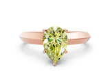 Rose gold Fancy Yellow Pear  Cut Solitaire Engagement Ring with Flat Band and Four-Prong Setting 1