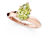 Rose gold Fancy Yellow Pear  Cut Solitaire Engagement Ring with Flat Band and Four-Prong Setting 2