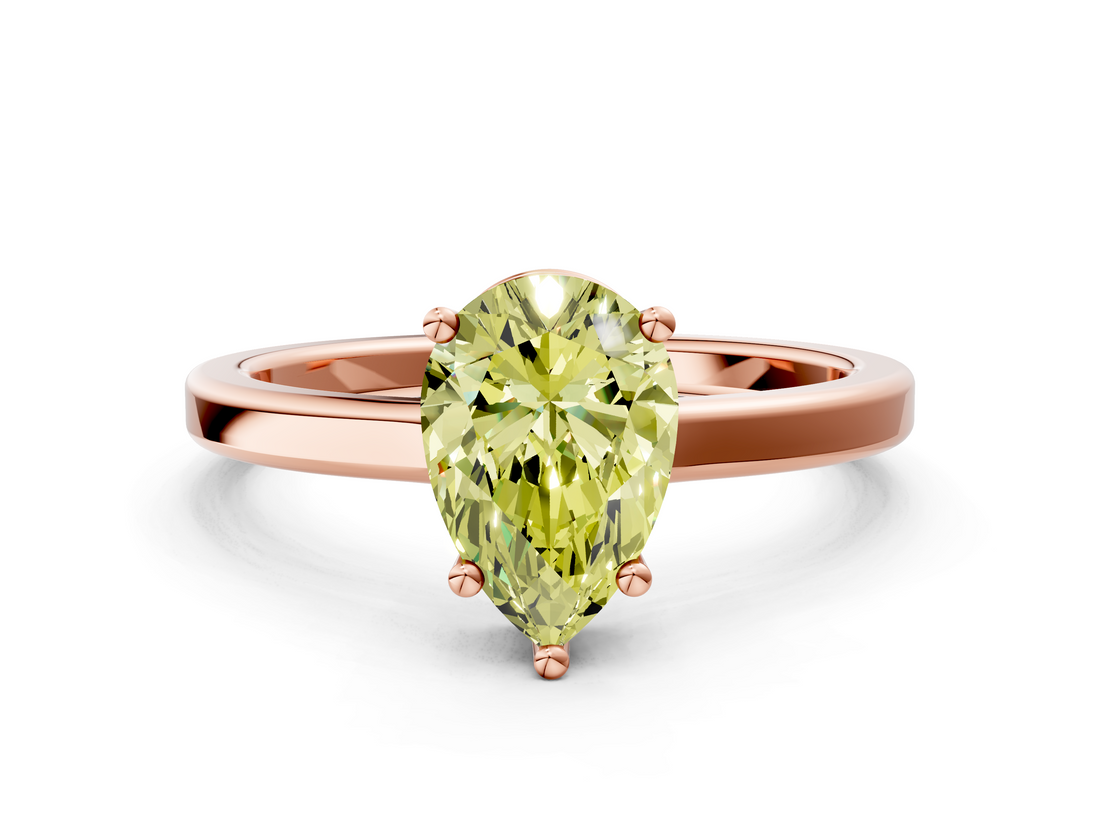 Rose gold Fancy Yellow Pear  Cut Solitaire Engagement Ring with Four-Prong Setting on a Classic Band_20