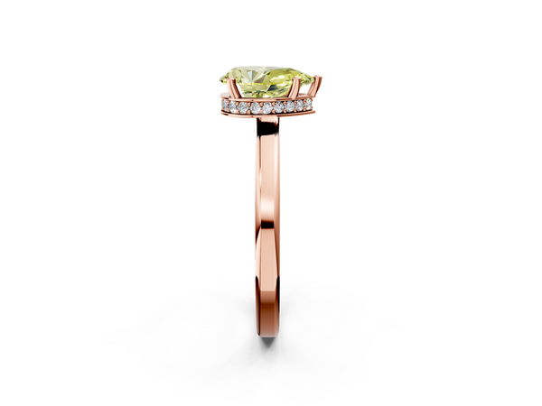 Rose gold Fancy Yellow Pear  Cut Solitaire Engagement Ring with Four-Prong Setting on a Classic Band