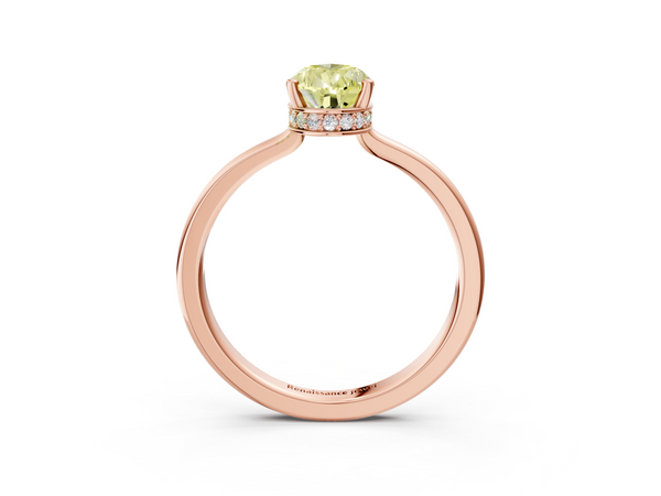 Rose gold Fancy Yellow Pear  Cut Solitaire Engagement Ring with Four-Prong Setting on a Classic Band