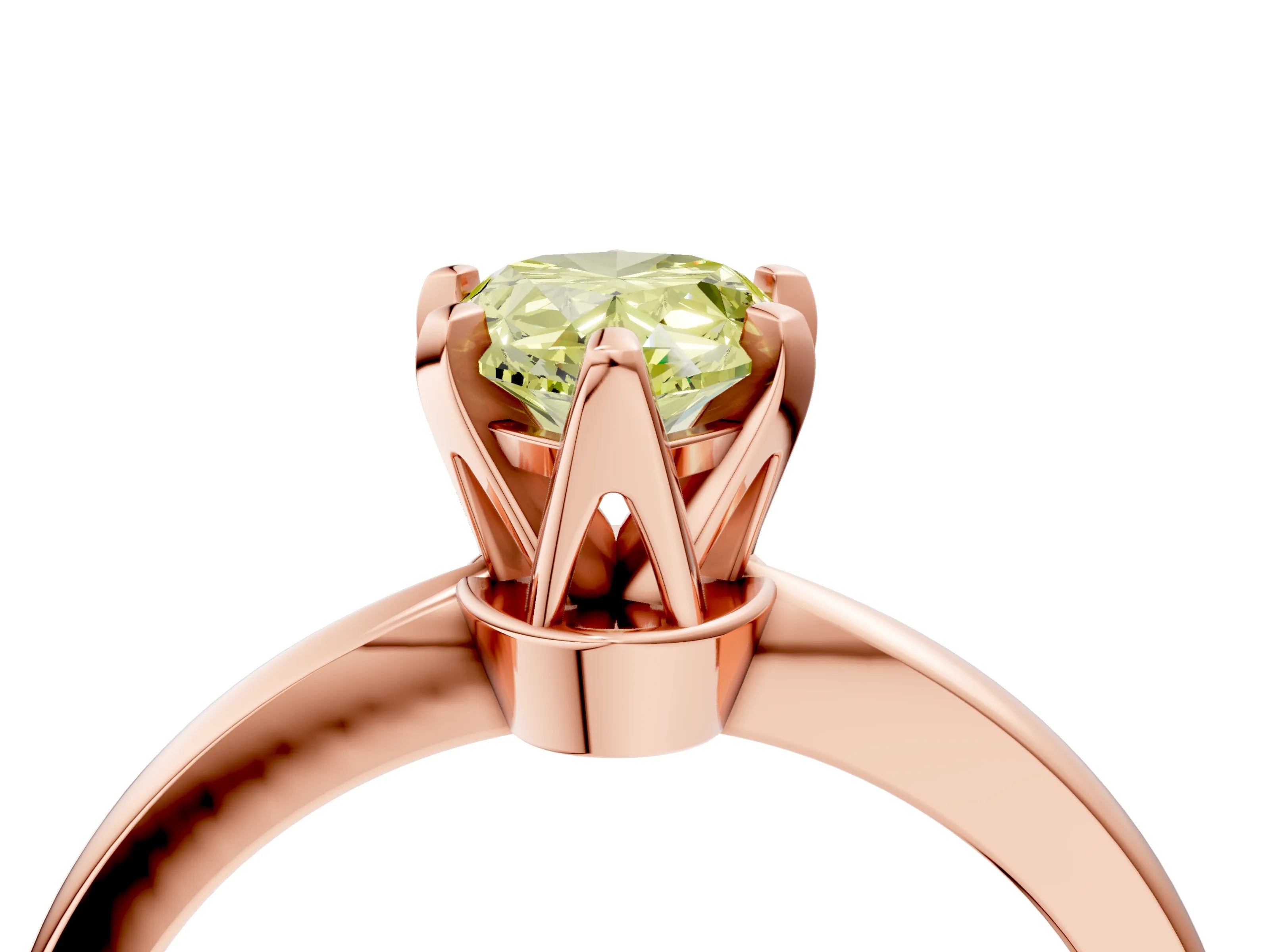 Rose gold Fancy Yellow Pear Cut Solitaire Engagement Ring with Six-Prong Setting and Tapered Band_4