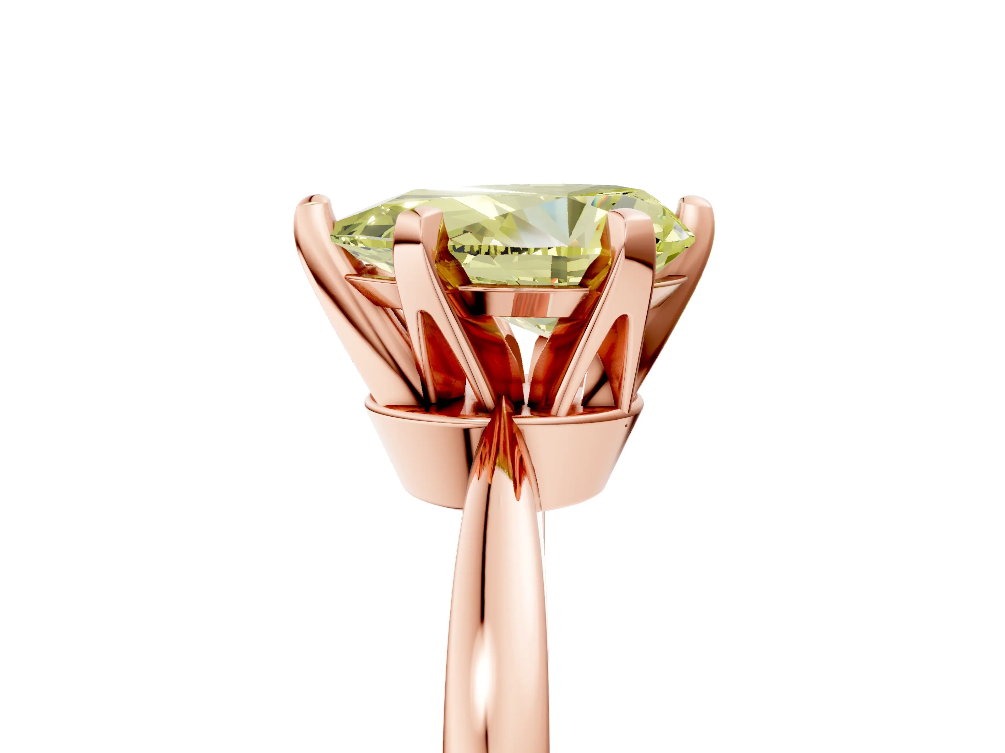 Rose gold Fancy Yellow Pear Cut Solitaire Engagement Ring with Six-Prong Setting and Tapered Band_5