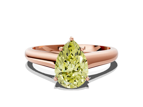 Rose gold Fancy Yellow Pear Cut Solitaire Engagement Ring with Tapered Band and Four-Prong Setting_3