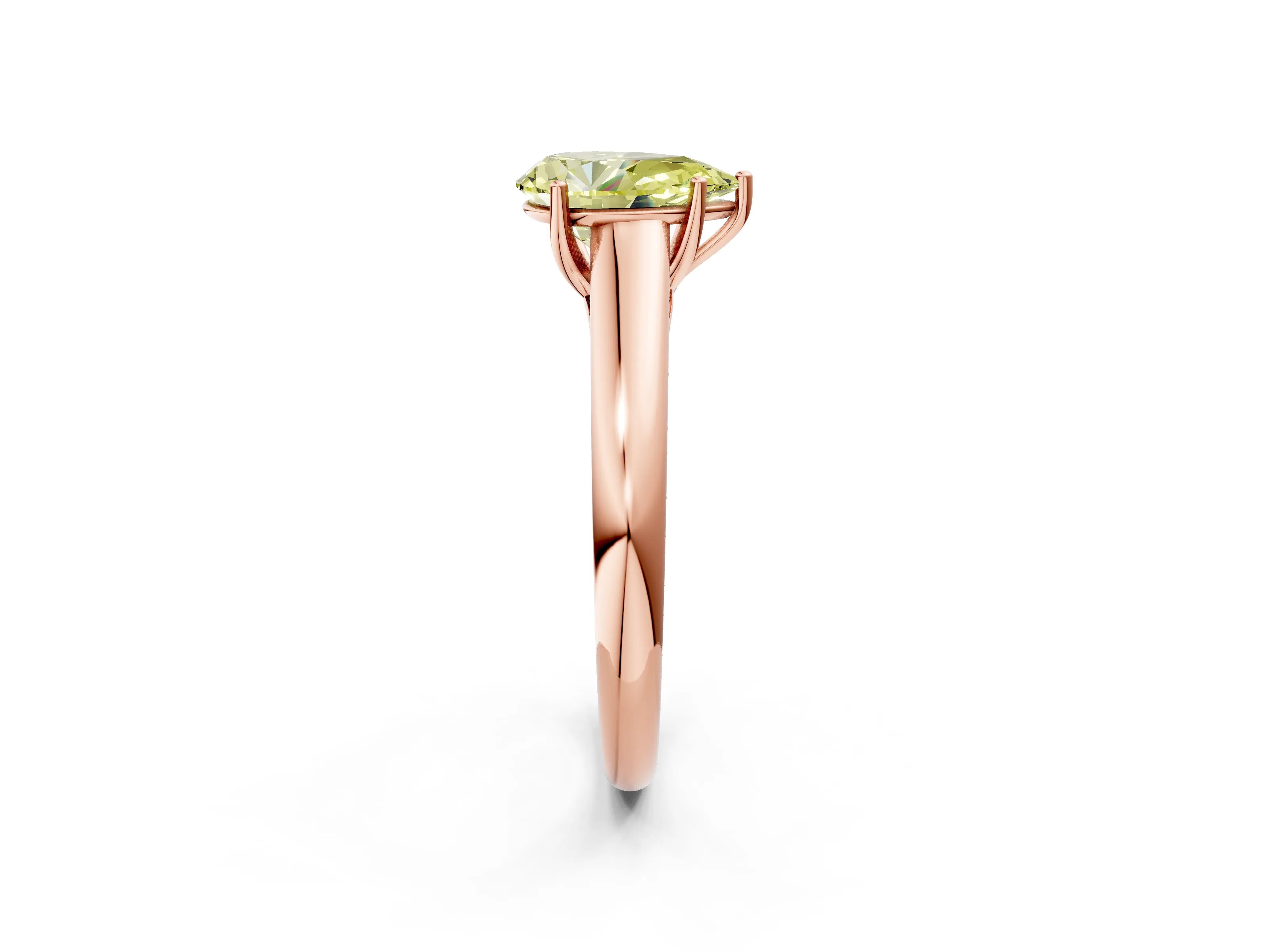 Rose gold Fancy Yellow Pear Cut Solitaire Engagement Ring with Tapered Band and Four-Prong Setting_5