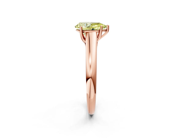 Rose gold Fancy Yellow Pear Cut Solitaire Engagement Ring with Tapered Band and Four-Prong Setting