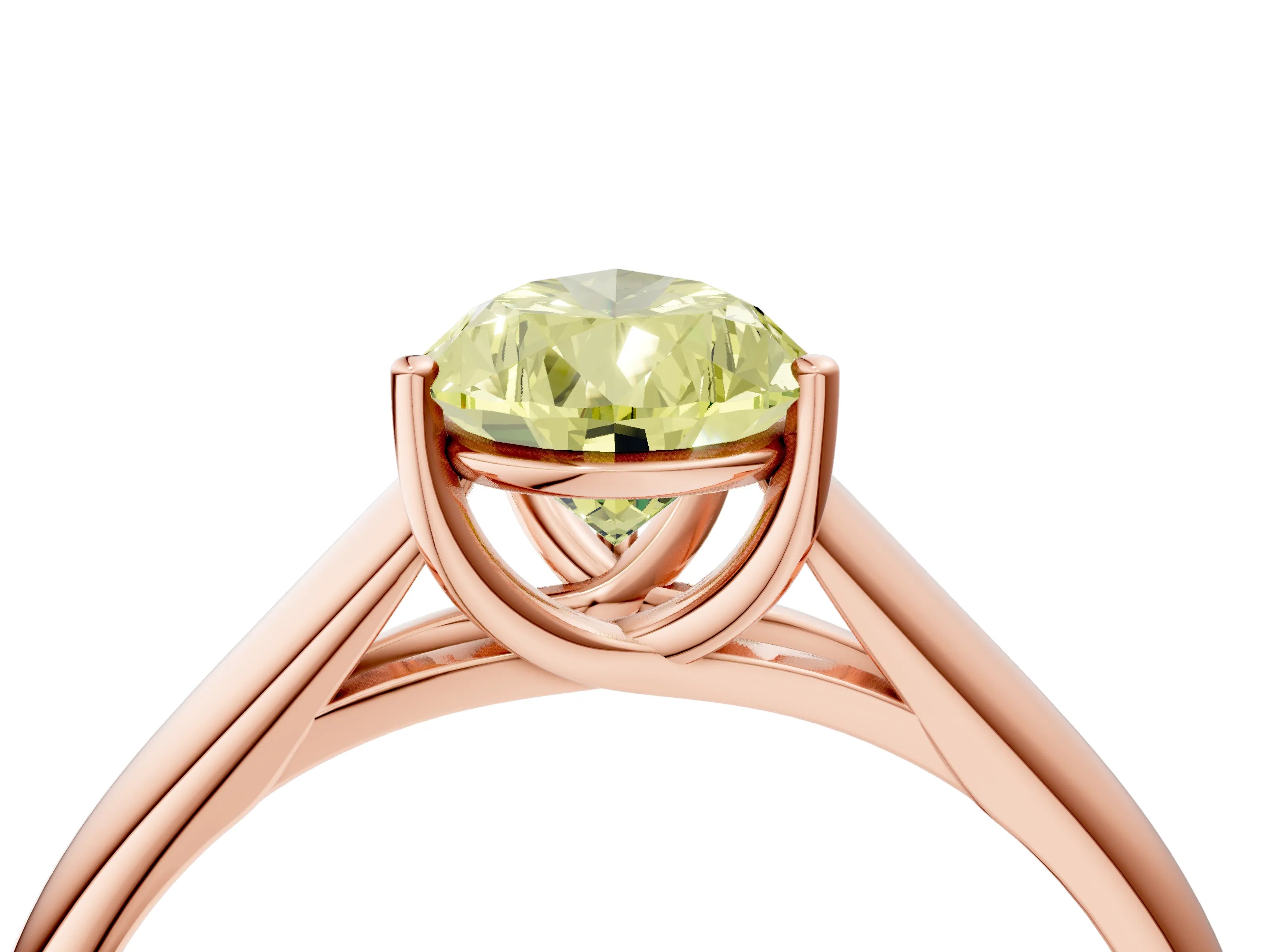 Rose gold Fancy Yellow Pear Cut Solitaire Engagement Ring with Tapered Band and Four-Prong Setting_7