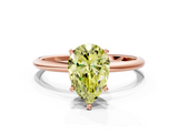 Rose gold Fancy Yellow Pear  Cut Solitaire Engagement Ring with Thin Band and Four-Prong Setting_3