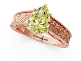 Rose gold Fancy Yellow Pear  Cut Solitaire Engraved Band with Four-Prong Setting_63
