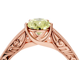 Rose gold Fancy Yellow Pear  Cut Solitaire Engraved Band with Four-Prong Setting_66
