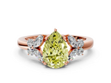 Rose gold Fancy Yellow Pear  Cut Solitaire Floral Diamond Ring with Four-Prong Setting_37
