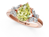 Rose gold Fancy Yellow Pear  Cut Solitaire Floral Diamond Ring with Four-Prong Setting_38