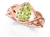 Rose gold Fancy Yellow Pear Cut Solitaire Intertwined Band Prong Setting Ring_1