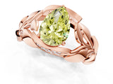Rose gold Fancy Yellow Pear Cut Solitaire Leaf-Inspired Engagement Ring with Prong Setting_13
