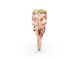 Rose gold Fancy Yellow Pear Cut Solitaire Leaf-Inspired Engagement Ring with Prong Setting_14