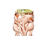 Rose gold Fancy Yellow Pear Cut Solitaire Leaf-Inspired Engagement Ring with Prong Setting_17