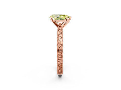 Rose gold Fancy Yellow Pear Cut Solitaire Milgrain Engraved Band with Four-Prong Setting_2