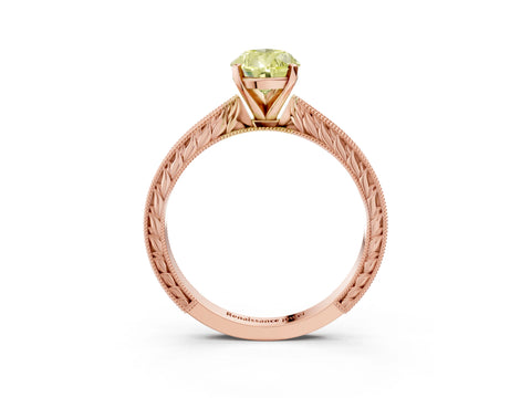 Rose gold Fancy Yellow Pear Cut Solitaire Milgrain Engraved Band with Four-Prong Setting_3