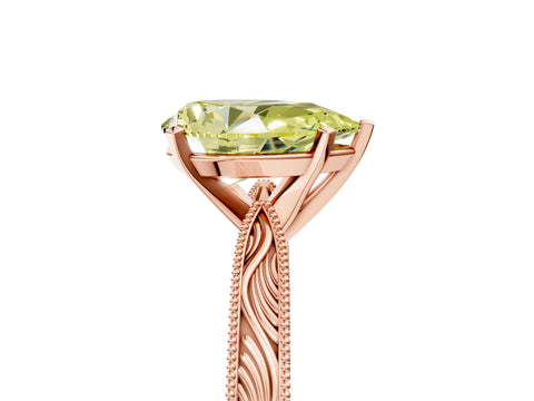 Rose gold Fancy Yellow Pear Cut Solitaire Milgrain Engraved Band with Four-Prong Setting_5