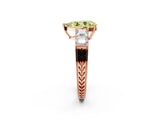 Rose gold Fancy Yellow Pear Cut Solitaire Princess Side Stone Engraved Band Prong Setting Ring_2