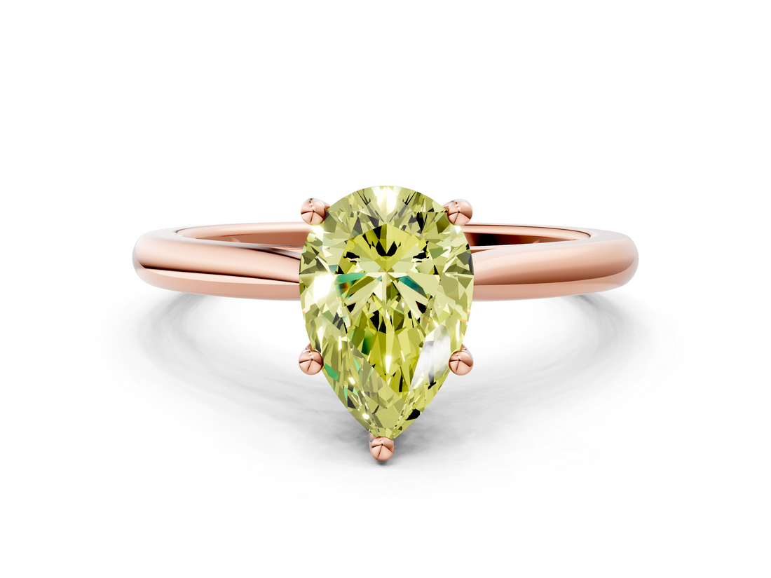 Rose gold Fancy Yellow Pear  Cut Solitaire Ring with Cathedral Band and Four-Prong Setting_52