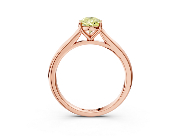 Rose gold Fancy Yellow Pear  Cut Solitaire Ring with Cathedral Band and Four-Prong Setting