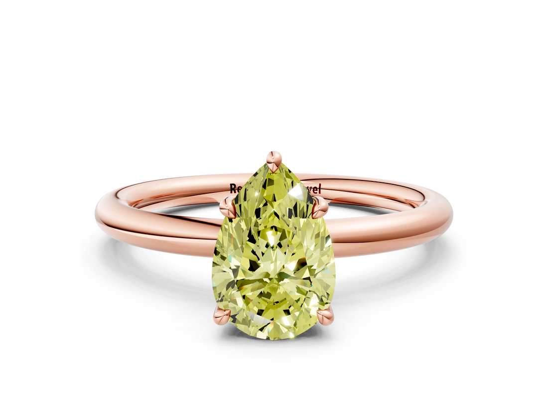 Rose gold Fancy Yellow Pear  Cut Solitaire Ring with Thin Band and Four-Prong Setting_16