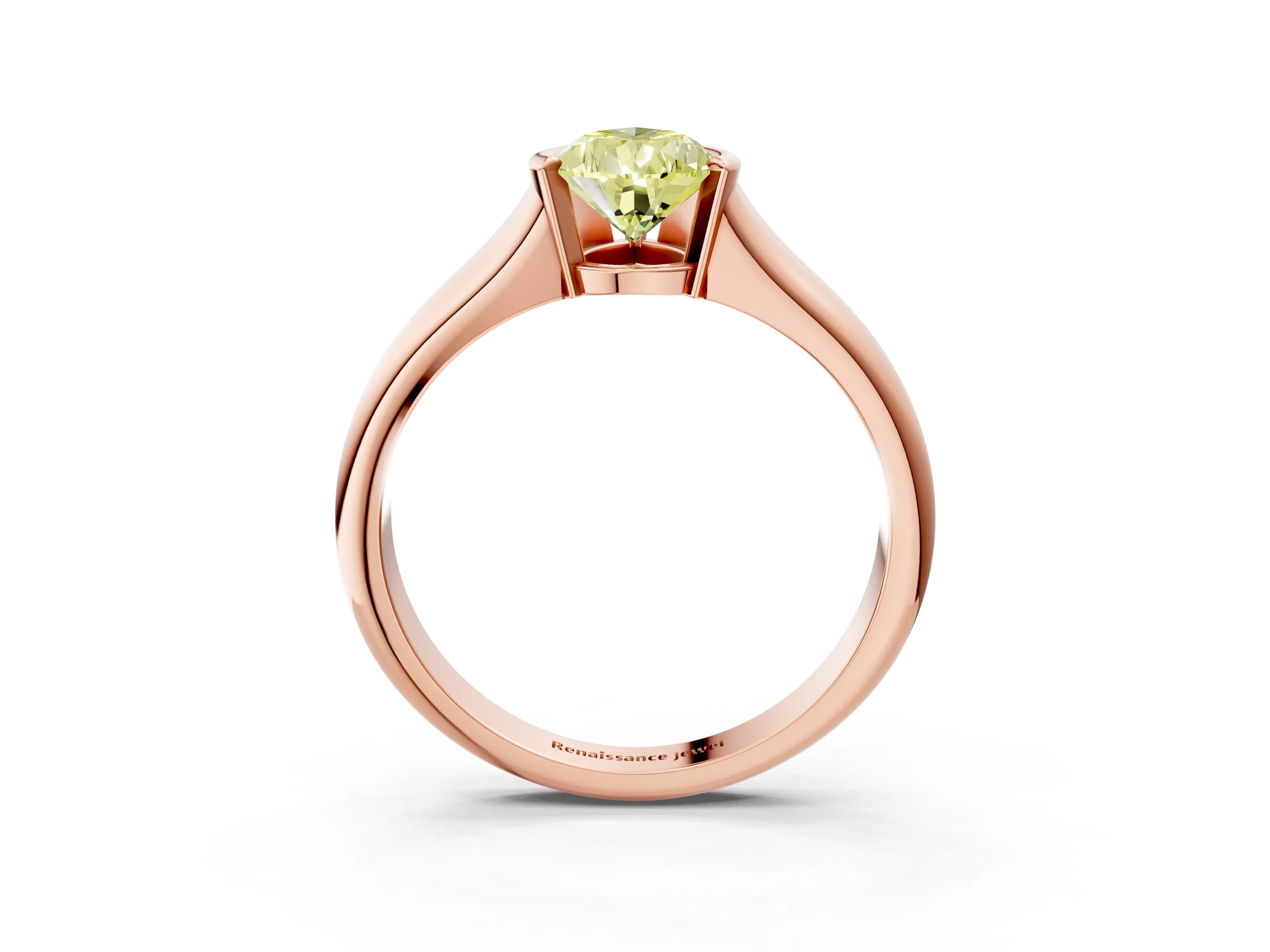 Rose gold Fancy Yellow Pear Cut Solitaire Tension Set Diamond Ring with Split Shank Band_3