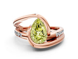 Rose gold Fancy Yellow Pear Cut Solitaire Tension-Set Diamond Split Shank Ring