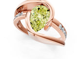 Rose gold Fancy Yellow Pear Cut Solitaire Tension-Set Diamond Split Shank Ring_1